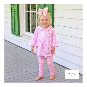 Pink Gingham Toddler Outfit with Bow